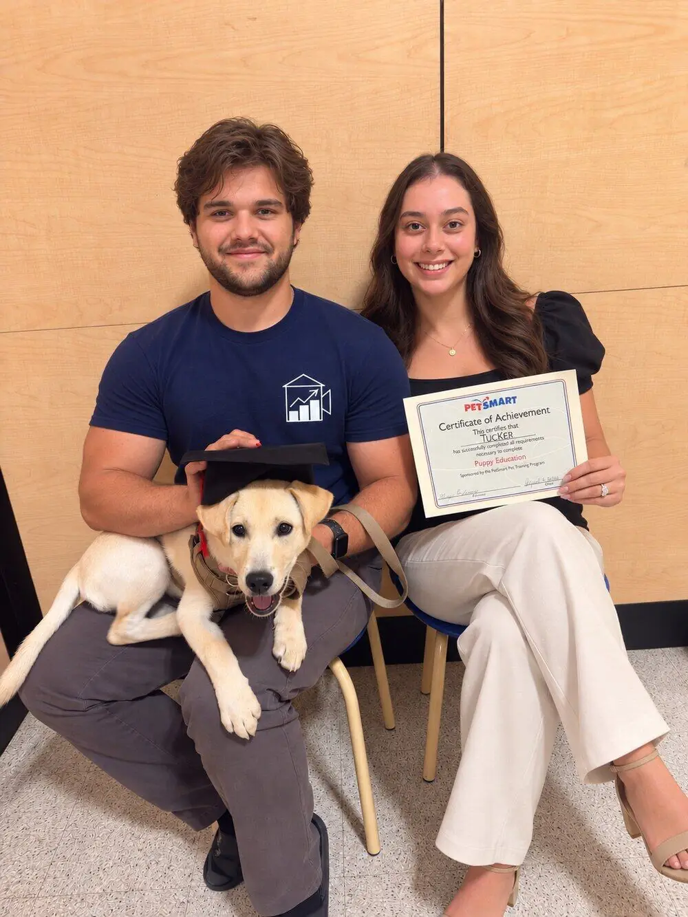 Jacob with his puppy Tucker, who just graduated puppy school